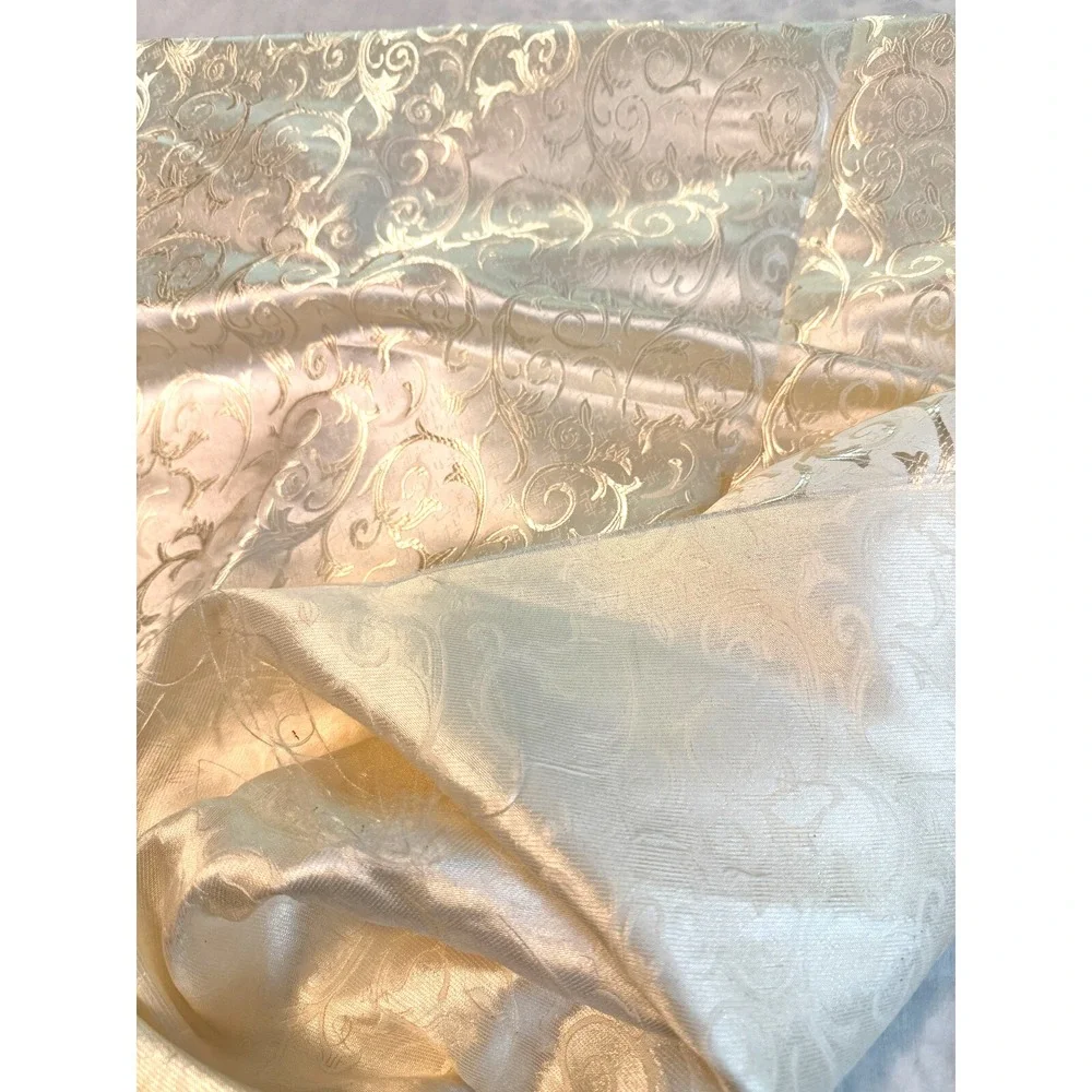 Vintage Elegant Ivory Brocade 2.4 yards Fabric High Sheen Ornate 36
